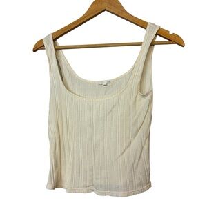 Skin ribbed scoop neck Cropped tank top 100% Cotton Sleeveless Size 0